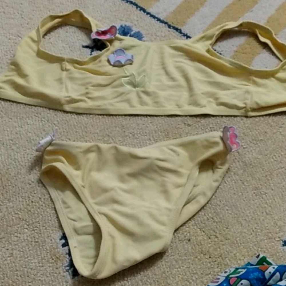 Pastel yellow 2 piece swim trunks